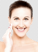 Woman cleaning her face with cotton pad